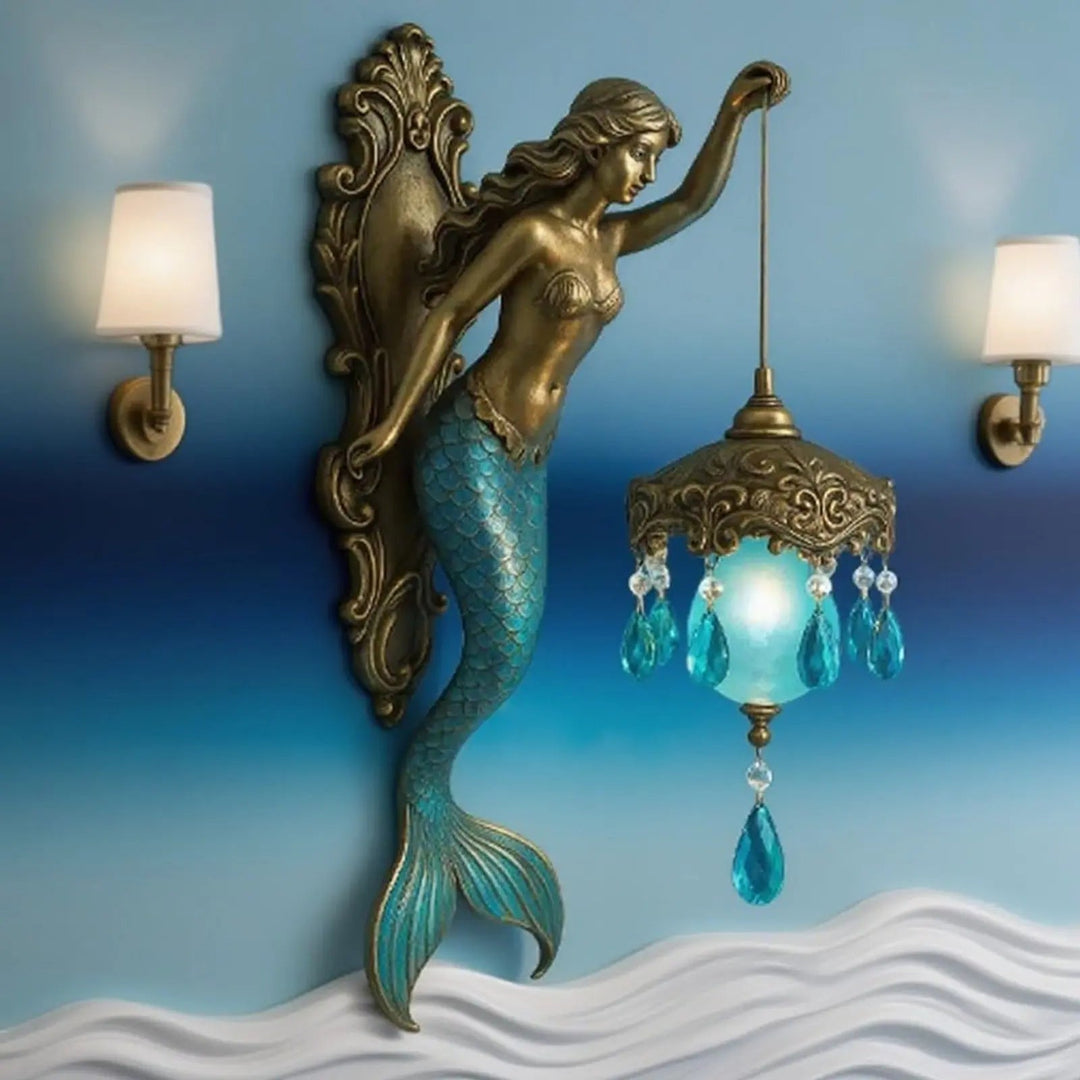 Lisslune | Elegant Baroque Mermaid Wall Lamp – Artistic Maritime Wall Lighting for Atmospheric Spaces