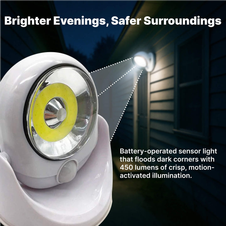 Lisslune | Battery Operated Outdoor Security Light with Motion Sensor – Waterproof LED Light for Garden & Driveway | 450 Lumens