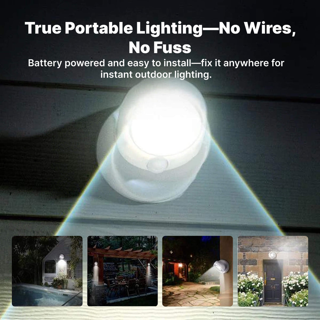Lisslune | Battery Operated Outdoor Security Light with Motion Sensor – Waterproof LED Light for Garden & Driveway | 450 Lumens