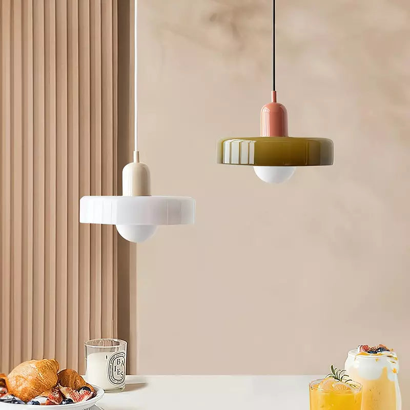 Lisslune | Coloured Glass Pendant Light – Elegant Bauhaus-Style Hanging Lamp for Living Room & Dining Area