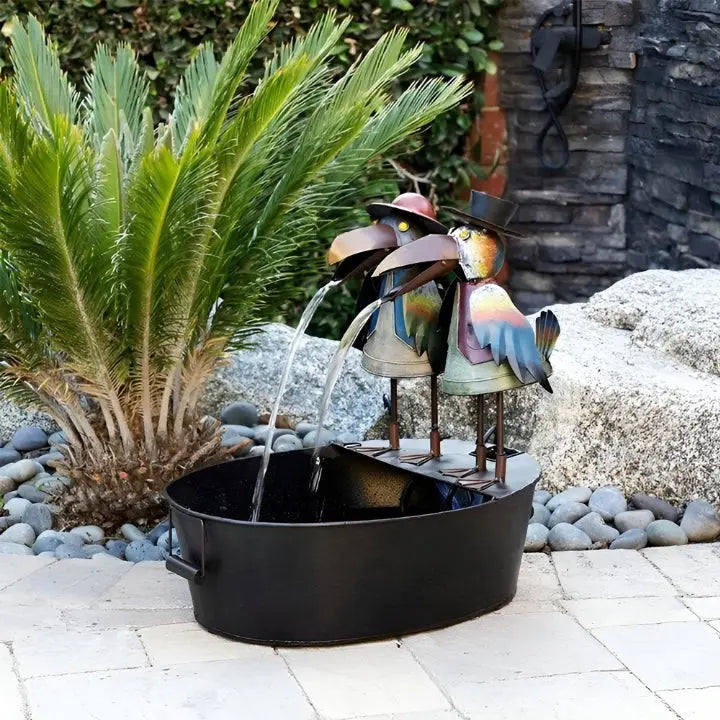 Lisslune | ChirpStream | Toucan Bird Water Fountain – Playful Outdoor Garden Decoration with Flowing Water