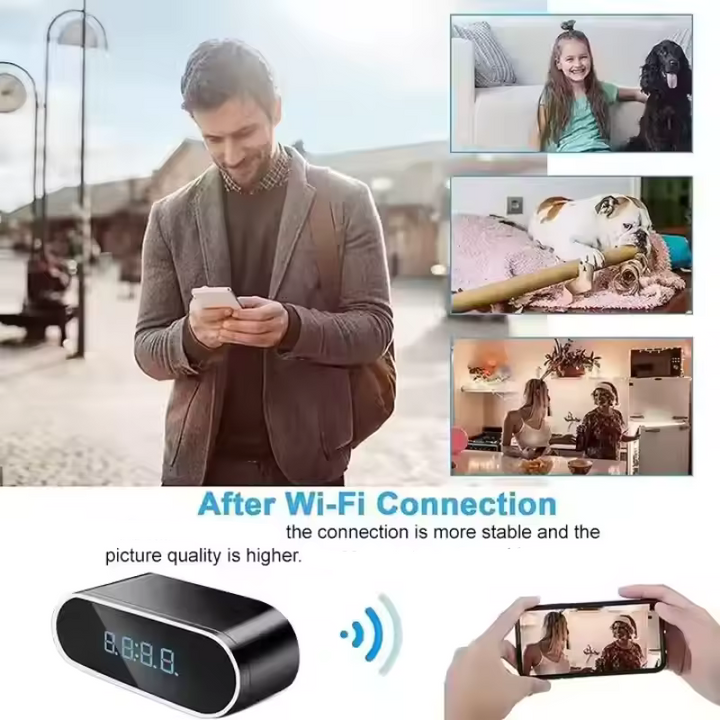 Lisslune | Nightstand Clock Video Camera with Night Vision and Motion Detection WIFI Control