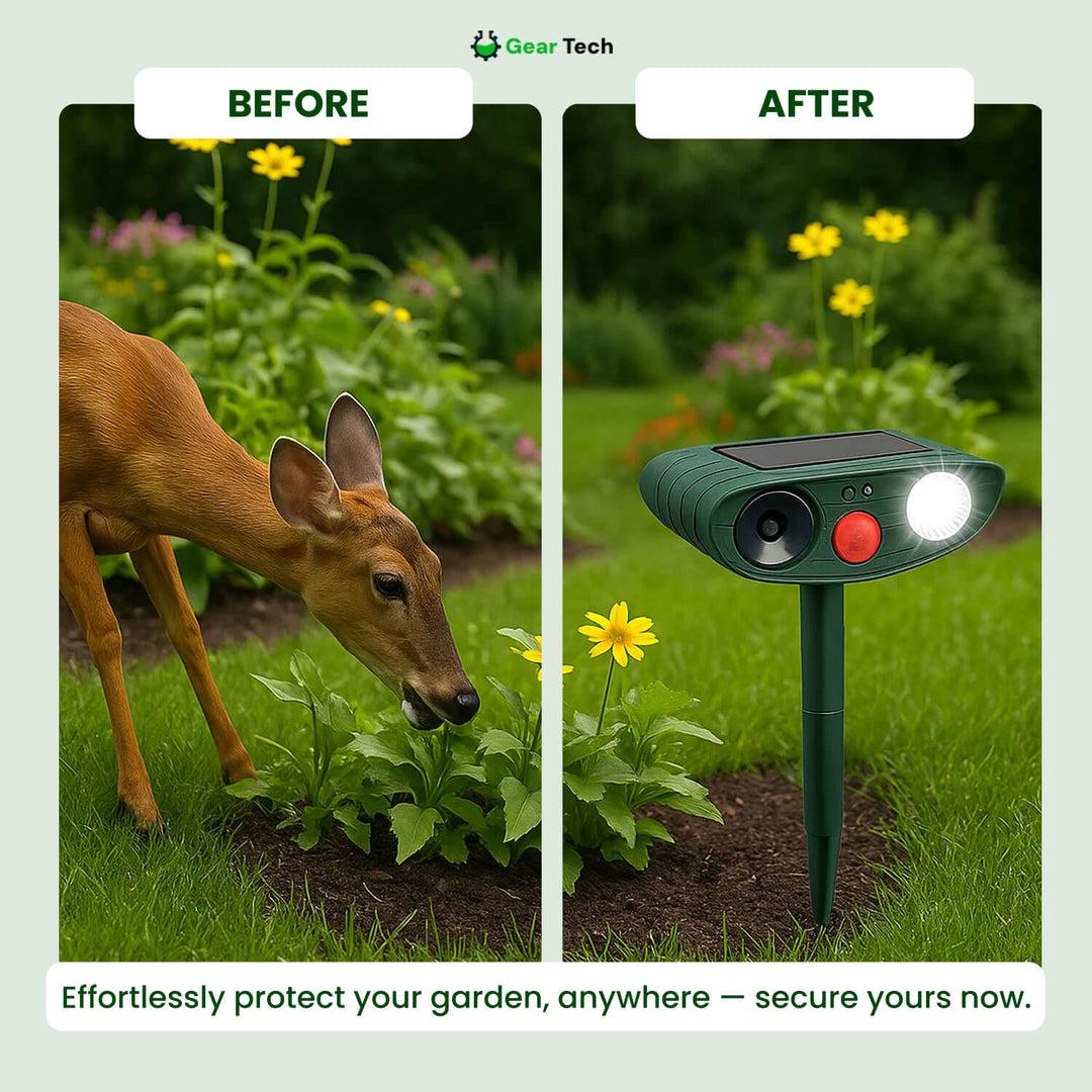 Lisslune | Solar-Powered Ultrasonic Deer Repeller - Effective Deer Deterrent for Gardens & Yards in 48 Hours