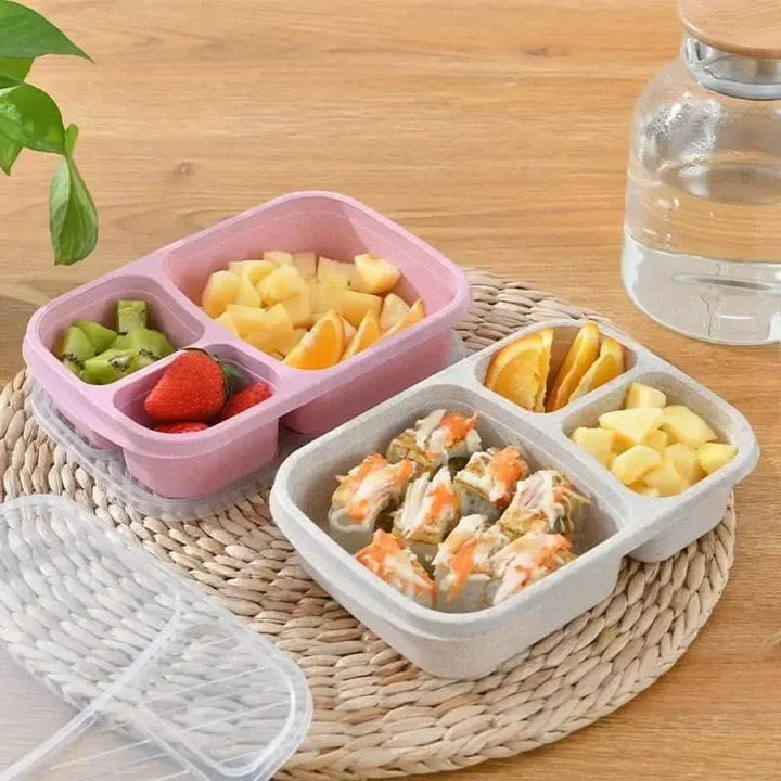 Lisslune | Wheat Fiber Bento Lunch Box | Microwave-Safe Leak-Proof – For School  On the Go