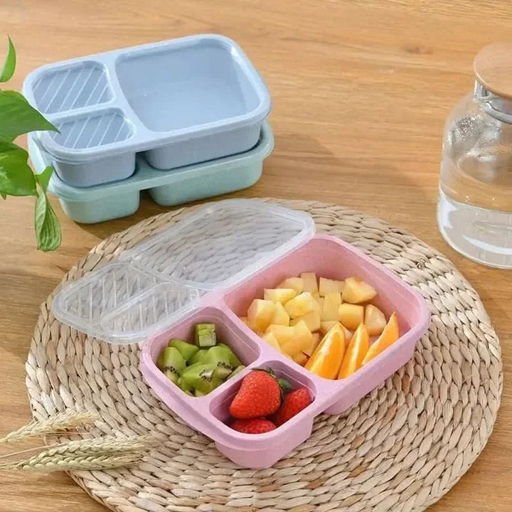 Lisslune | Wheat Fiber Bento Lunch Box | Microwave-Safe Leak-Proof – For School  On the Go