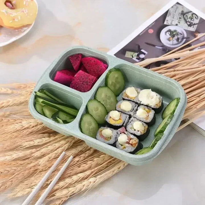 Lisslune | Wheat Fiber Bento Lunch Box | Microwave-Safe Leak-Proof – For School  On the Go