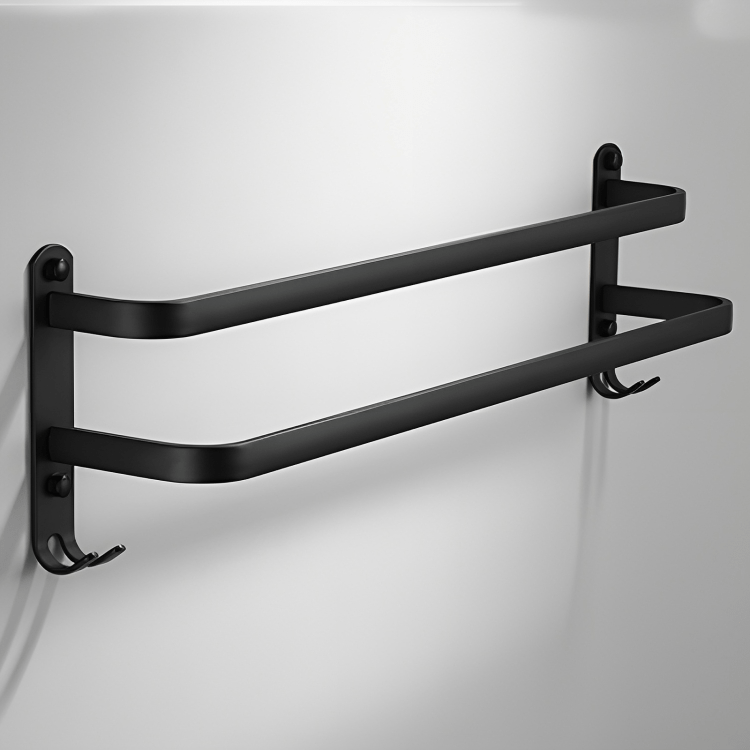 Lisslune | FlexRack Wall-Mounted Bathroom Storage Shelf with Towel Holder – Space-Saving Aluminium Rack