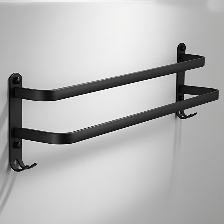 Lisslune | FlexRack Wall-Mounted Bathroom Storage Shelf with Towel Holder – Space-Saving Aluminium Rack
