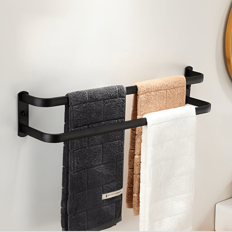 Lisslune | FlexRack Wall-Mounted Bathroom Storage Shelf with Towel Holder – Space-Saving Aluminium Rack