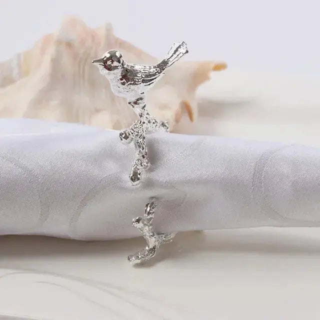 Lisslune | Bird & Flower Napkin Rings - 4 Pieces