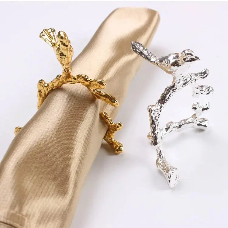 Lisslune | Bird & Flower Napkin Rings - 4 Pieces