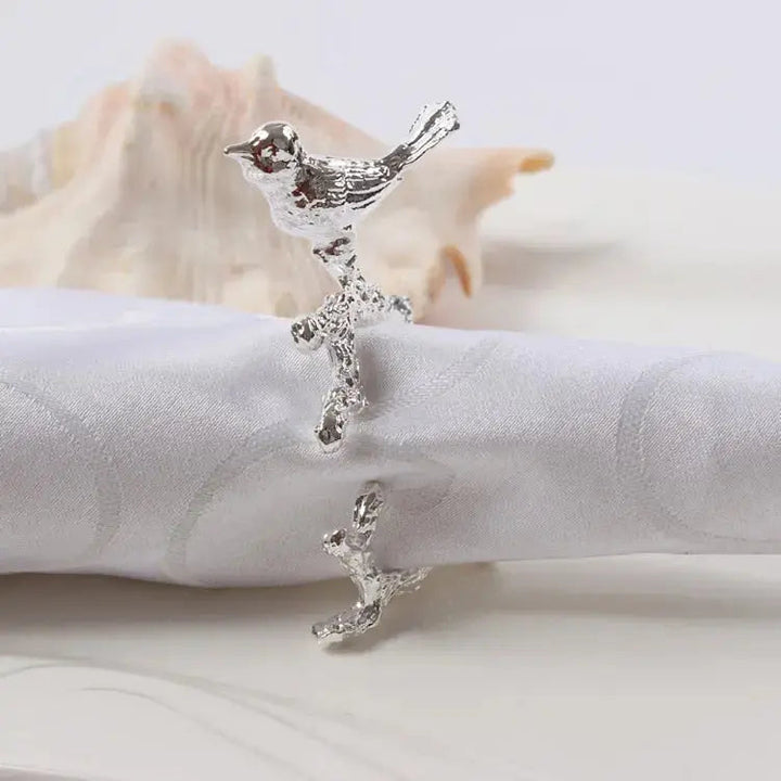 Lisslune | Bird & Flower Napkin Rings - 4 Pieces