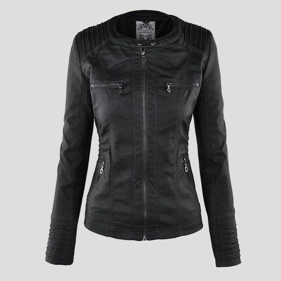 Lisslune | Waterproof Women's Synthetic Leather Jacket with Hood