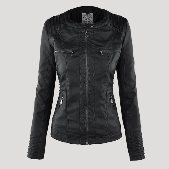 Lisslune | Waterproof Women's Synthetic Leather Jacket with Hood
