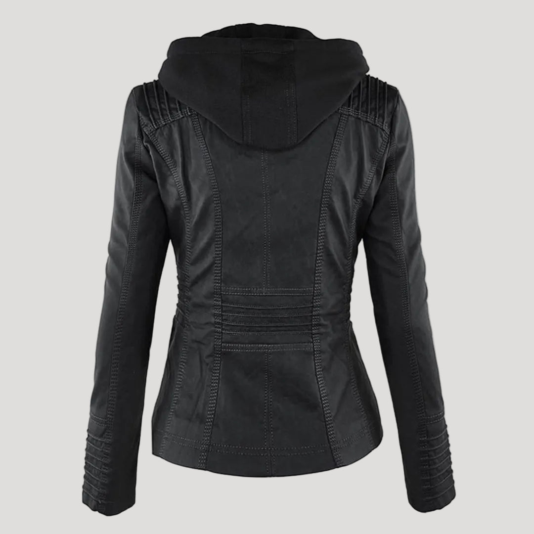 Lisslune | Waterproof Women's Synthetic Leather Jacket with Hood