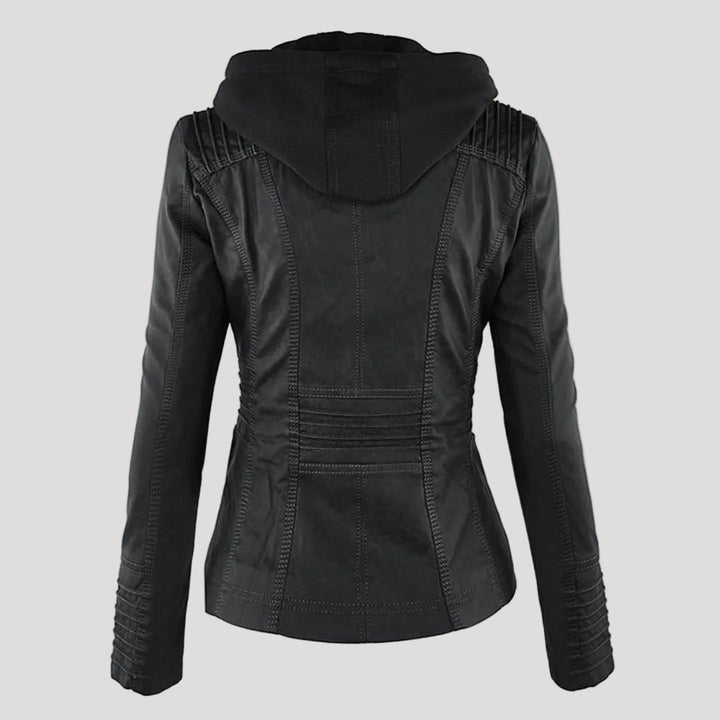 Lisslune | Waterproof Women's Synthetic Leather Jacket with Hood
