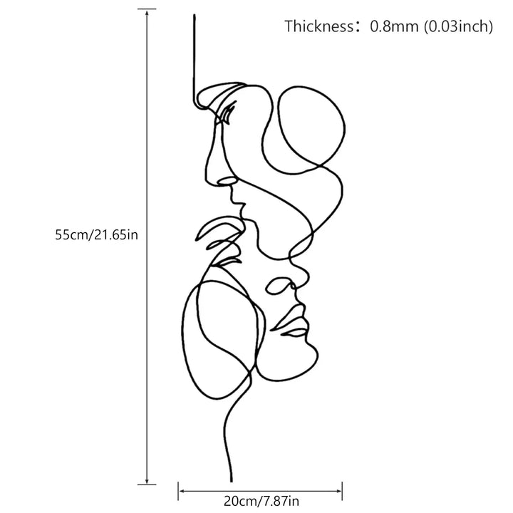 Lisslune | Black Metal Wall Art Wall Decoration Abstract Iron Wall Sculpture Minimalist Face Line Home Decor Craftsmanship