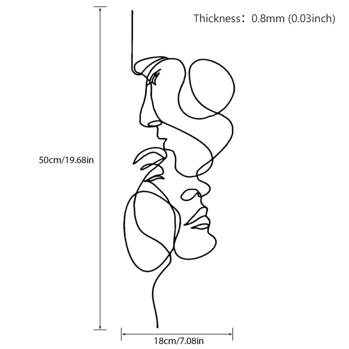 Lisslune | Black Metal Wall Art Wall Decoration Abstract Iron Wall Sculpture Minimalist Face Line Home Decor Craftsmanship