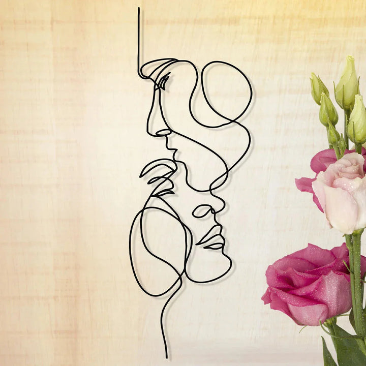 Lisslune | Black Metal Wall Art Wall Decoration Abstract Iron Wall Sculpture Minimalist Face Line Home Decor Craftsmanship