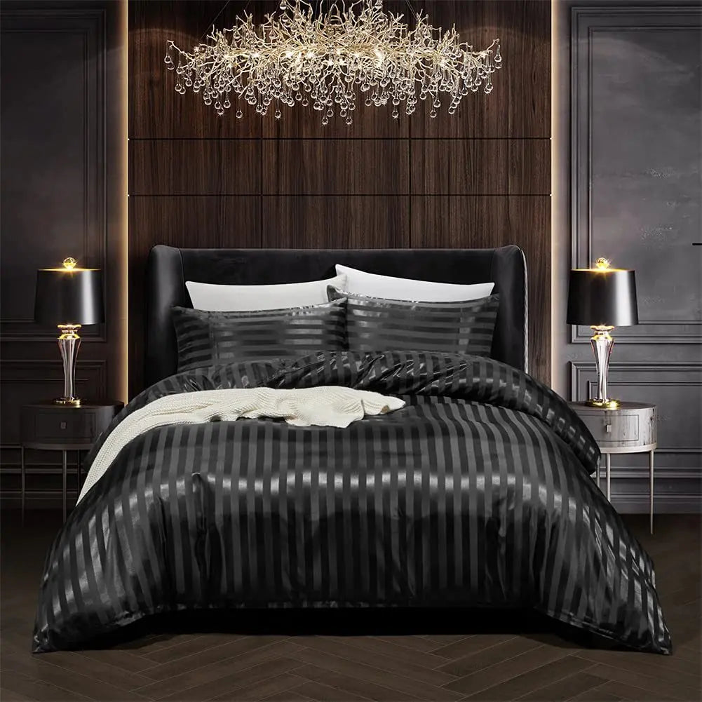 Lisslune | VelvetDream - Black Satin Bed Set
