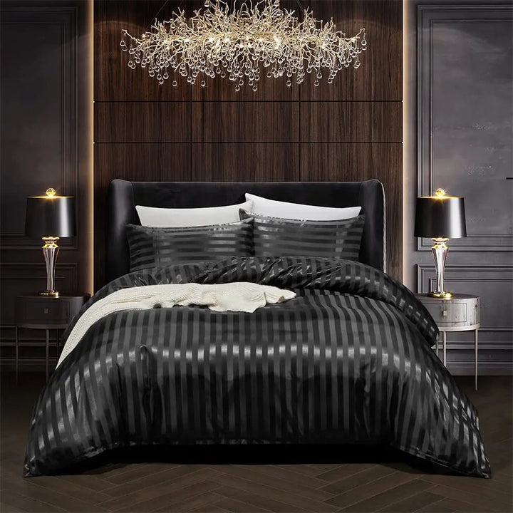 Lisslune | VelvetDream - Black Satin Bed Set
