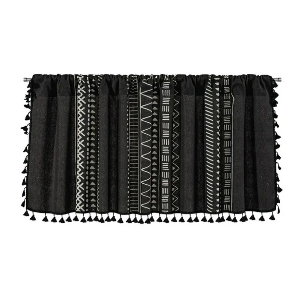 Lisslune | Black Geometric Tribal Tassel Cabinet Curtain