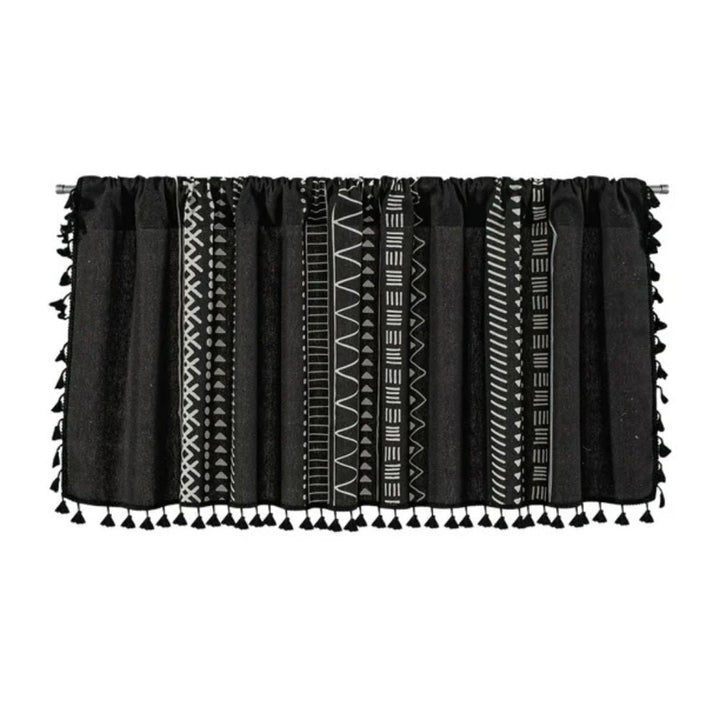 Lisslune | Black Geometric Tribal Tassel Cabinet Curtain