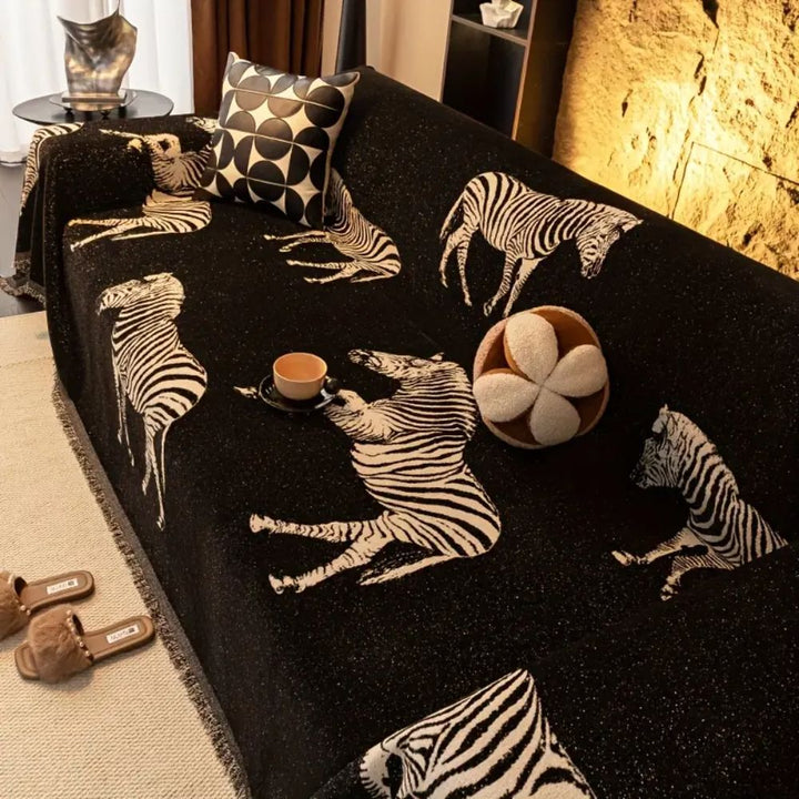 Lisslune | Black Stride Zebra Sofa Cover