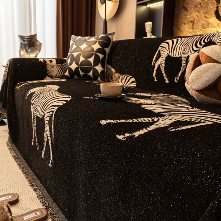 Lisslune | Black Stride Zebra Sofa Cover