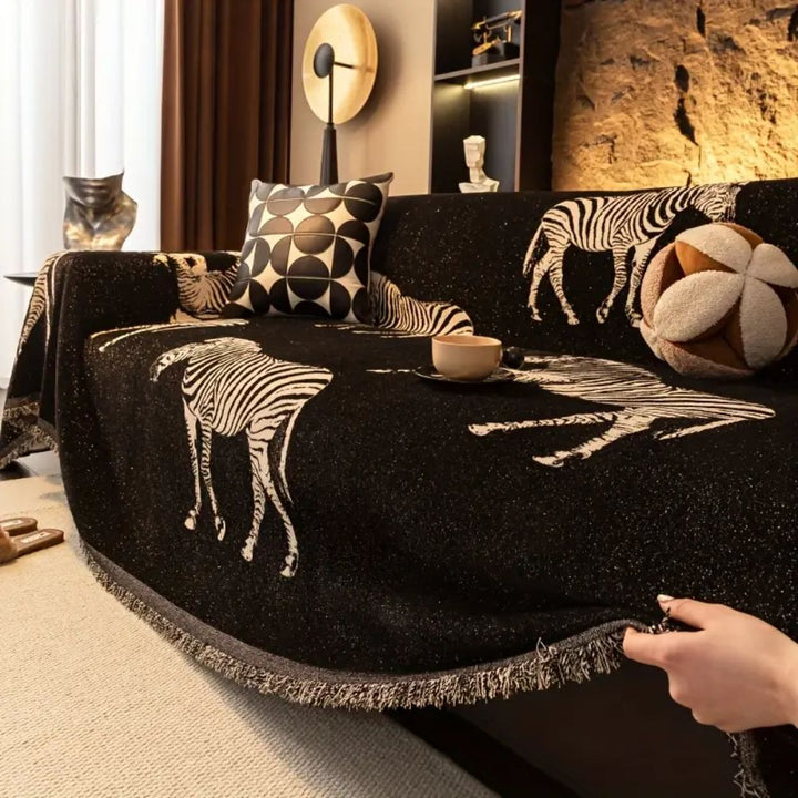 Lisslune | Black Stride Zebra Sofa Cover