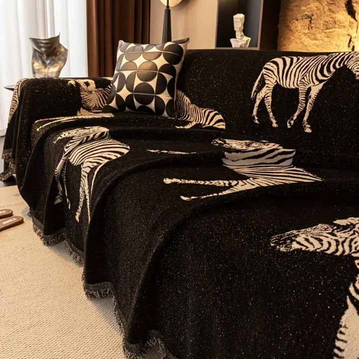 Lisslune | Black Stride Zebra Sofa Cover