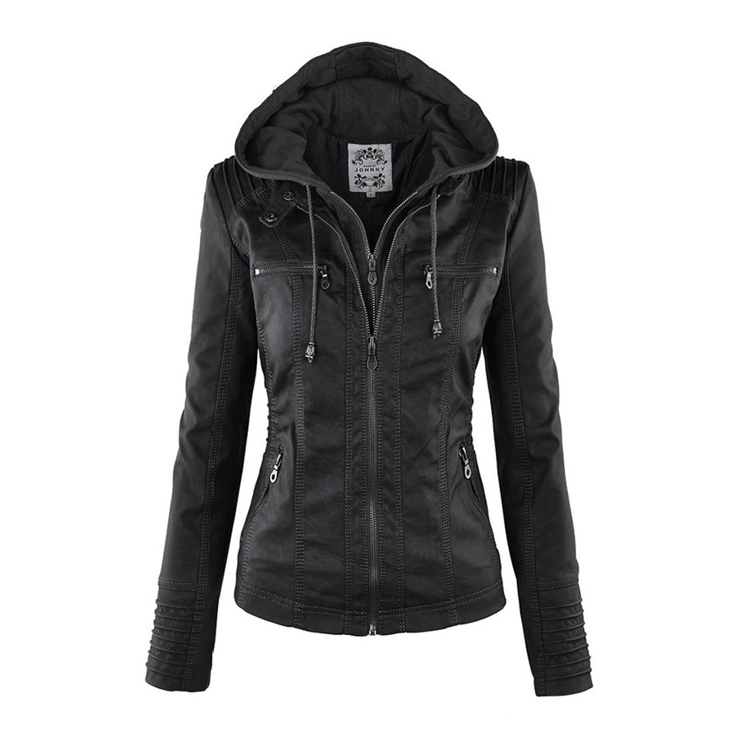 Lisslune | Waterproof Women's Synthetic Leather Jacket with Hood