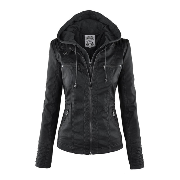 Lisslune | Waterproof Women's Synthetic Leather Jacket with Hood