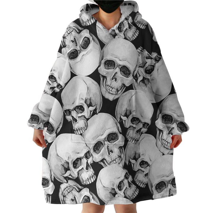 Lisslune | Therapeutic Blanket Hoodie - Black and White Skull (Made to Order)