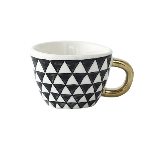 Lisslune | Cup with abstract geometric pattern and gold handle