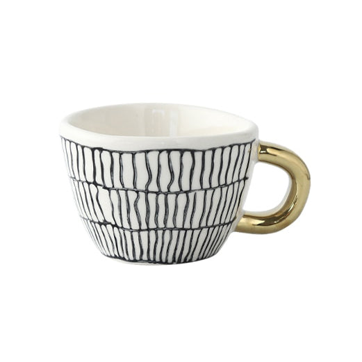 Lisslune | Cup with abstract geometric pattern and gold handle