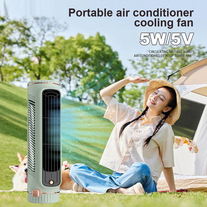 Lisslune | CoolBreeze Mini – Portable bladeless tower fan with USB charging function