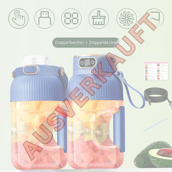 Lisslune | Portable multifunctional blender with double lid and USB charging function – for smoothies and storage containers