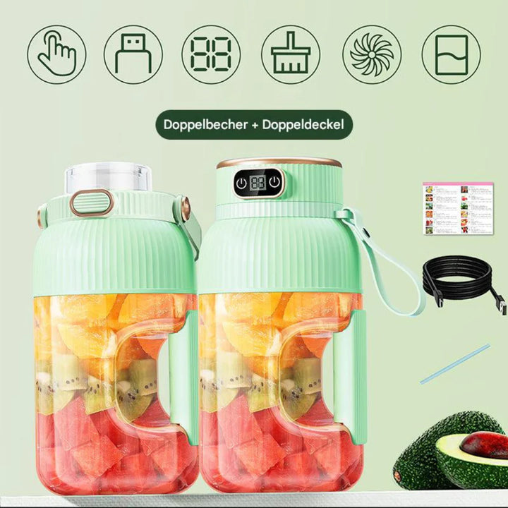 Lisslune | Portable multifunctional blender with double lid and USB charging function – for smoothies and storage containers