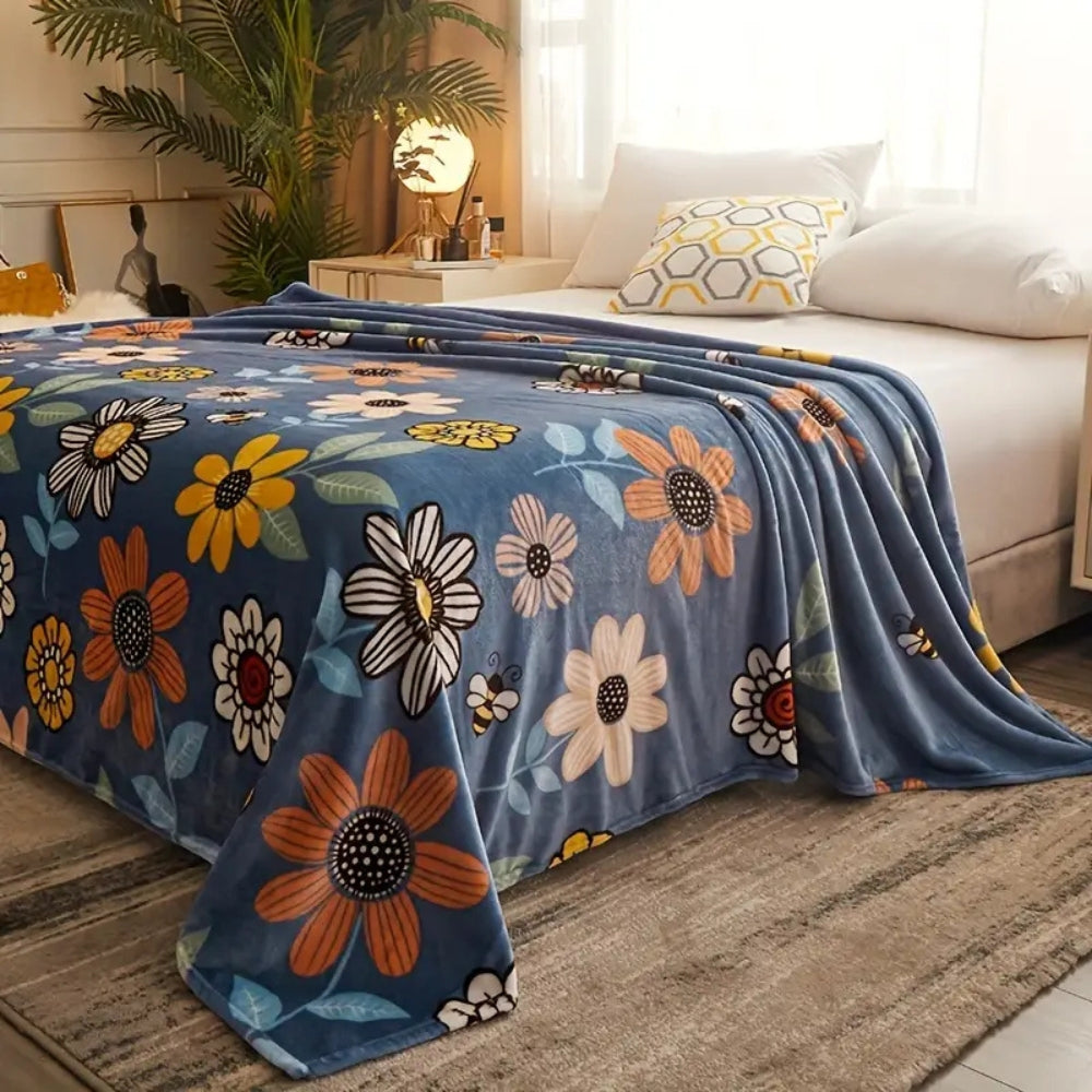 Lisslune | Bloombee Retro Floral Soft Blanket