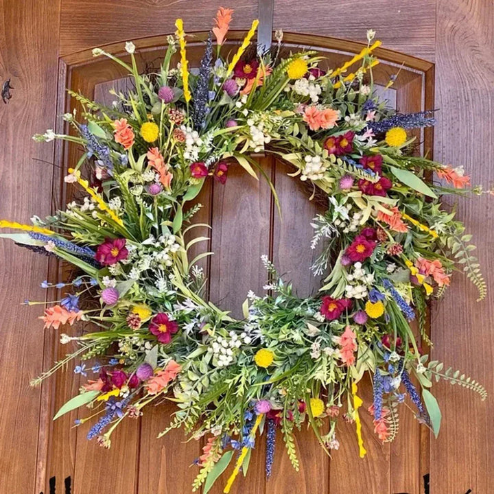 Lisslune | Bloomora – Handcrafted Lifelike Door Wreath with Seasonal Floral Arrangement
