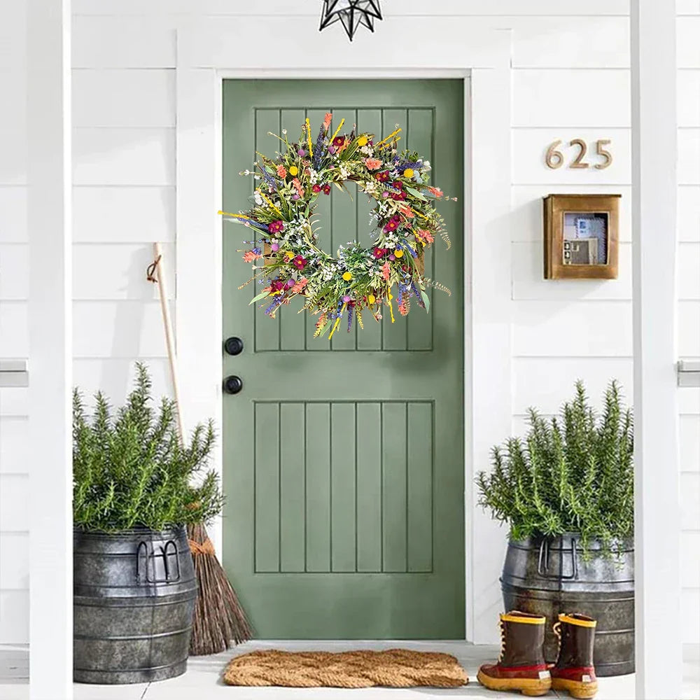 Lisslune | Bloomora – Handcrafted Lifelike Door Wreath with Seasonal Floral Arrangement