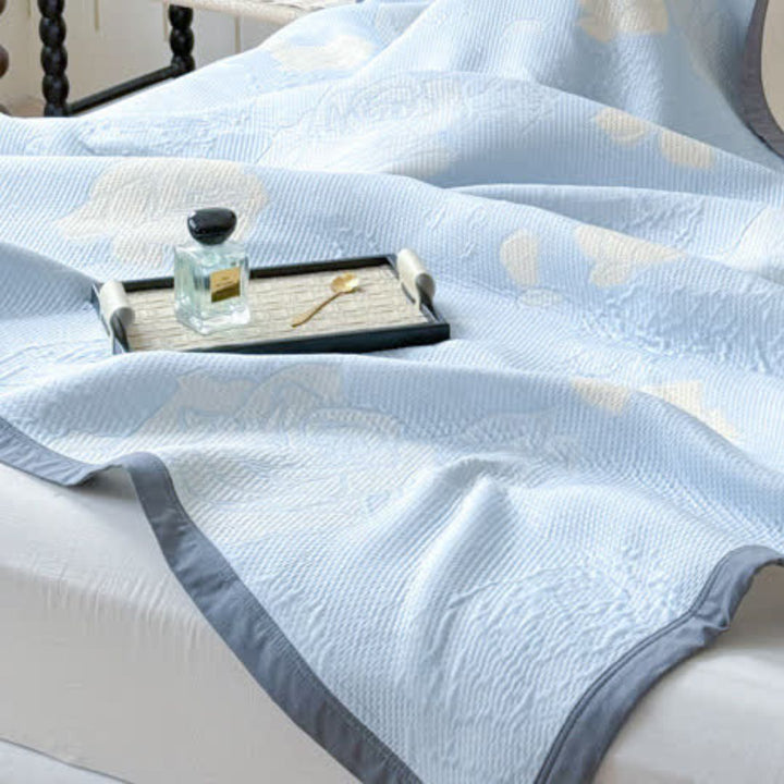 Lisslune | Blue Rose Bloom Cotton Blanket