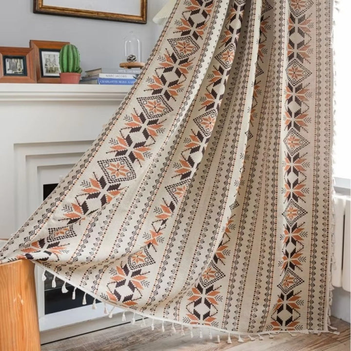 Lisslune | Bohemian Geometric Semi-Blackout Curtain