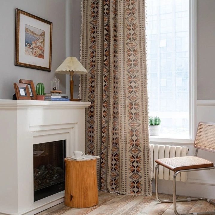 Lisslune | Bohemian Geometric Semi-Blackout Curtain