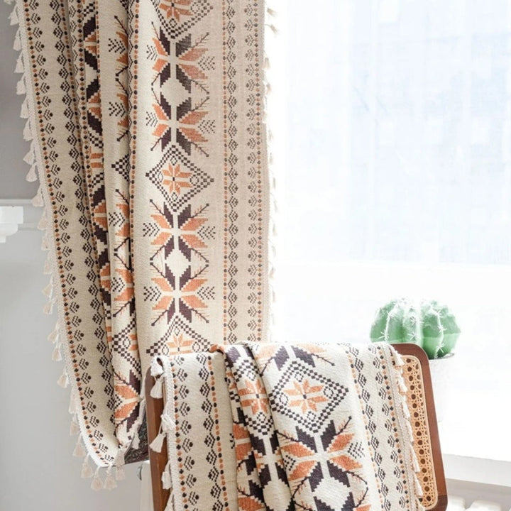 Lisslune | Bohemian Geometric Semi-Blackout Curtain