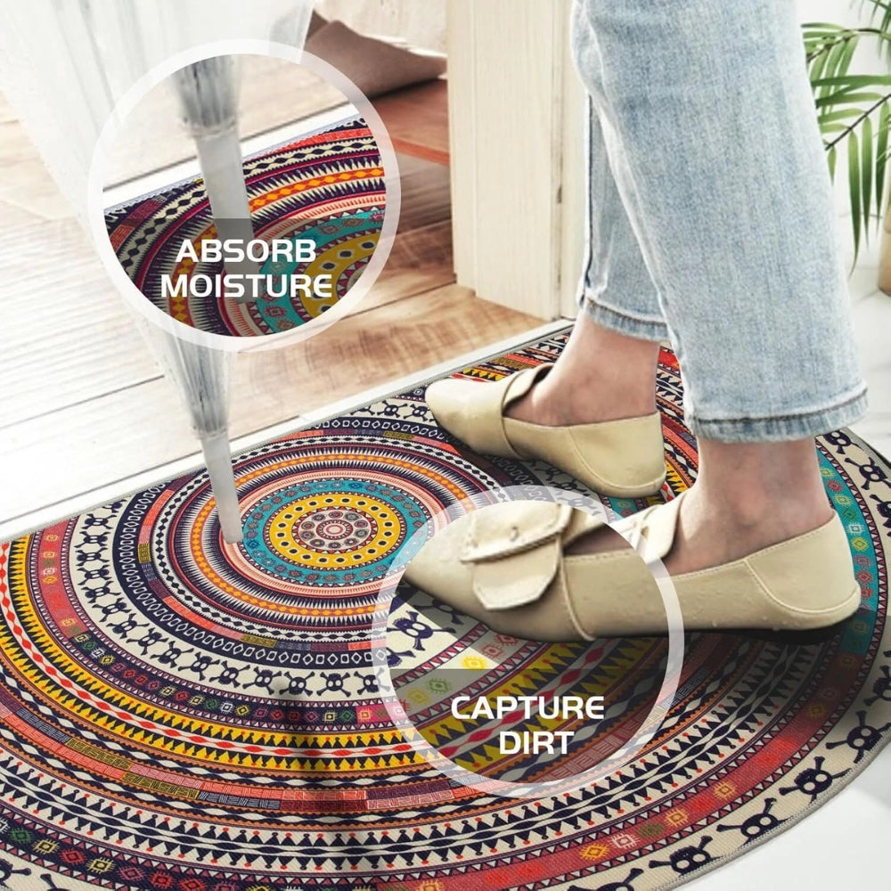 Lisslune | Bohemian Half Round Mandala Rug