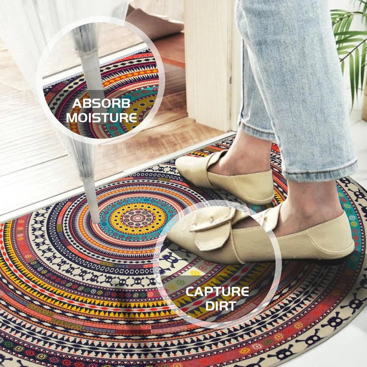 Lisslune | Bohemian Half Round Mandala Rug