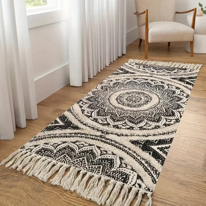 Lisslune | Bohemian Black & Cream Runner Mat