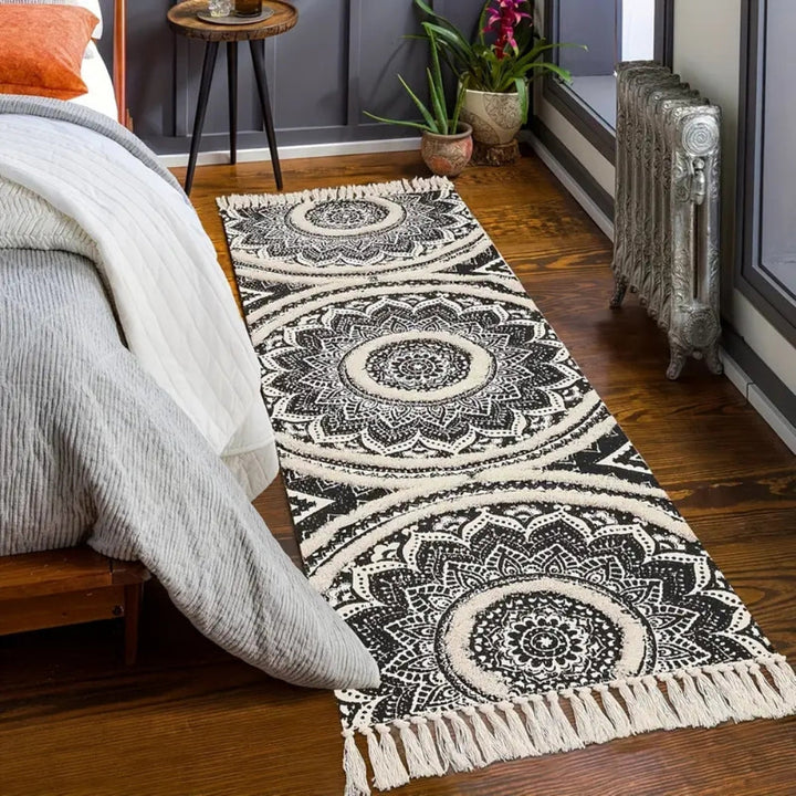 Lisslune | Bohemian Black & Cream Runner Mat